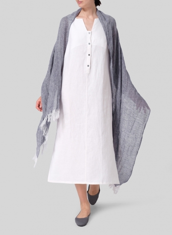 Linen Front Placket Opening Straight Cut Long Dress Set