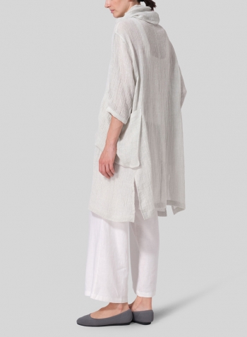 Gauze Linen Cowl Neck Oversized Tunic Set