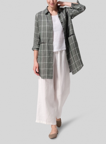 Linen Contrast Collar Shirt Jacket Set