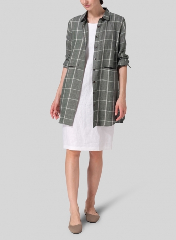 Linen Contrast Collar Shirt Jacket With Dress