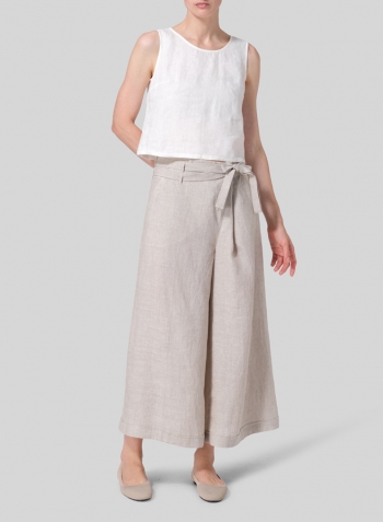 Oat Linen Wide-Leg Pants