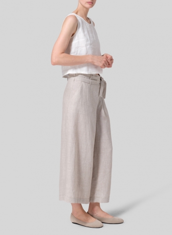 Oat Linen Wide-Leg Pants