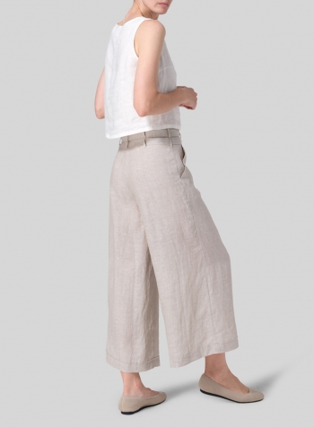 Oat Linen Wide-Leg Pants