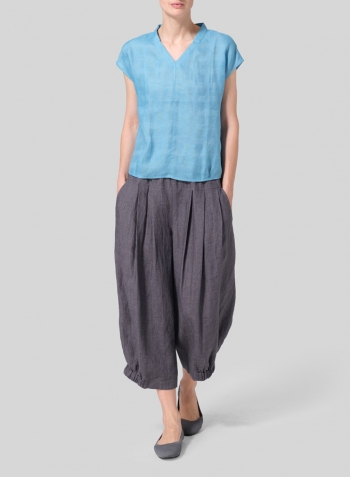 Jacquard Blue Linen Perfect Cap Sleeve Top