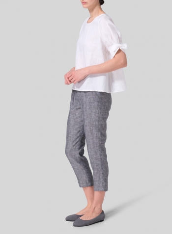White Linen Short Lantern Sleeve Top