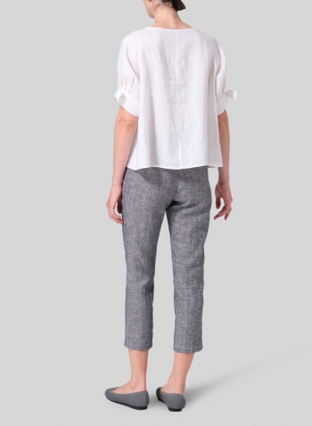 White Linen Short Lantern Sleeve Top