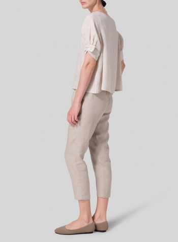 Oat Linen Short Lantern Sleeve Top