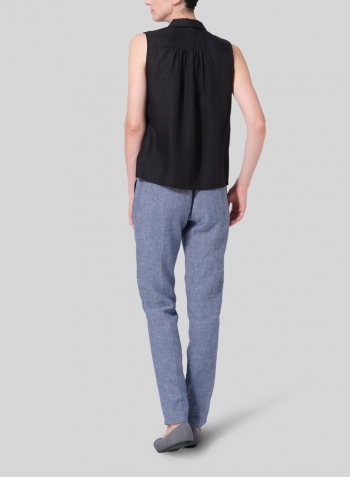 Black Linen Classic Sleeveless Top