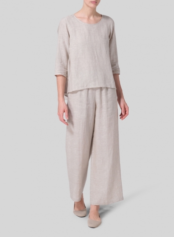 Oat Linen A-line High-Low Top