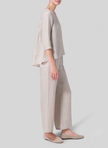 Oat Linen A-line High-Low Top