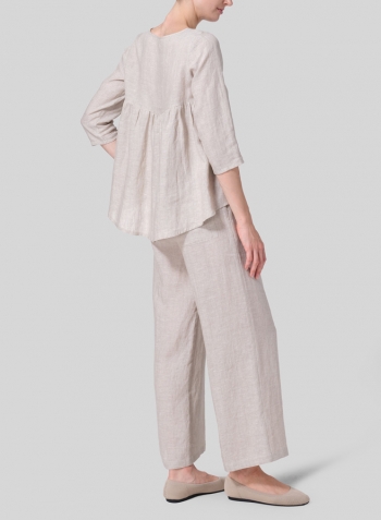 Oat Linen A-line High-Low Top