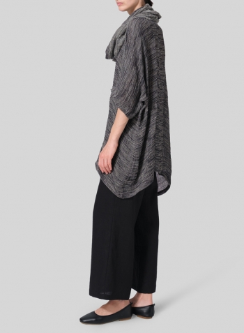 Gauze Linen Cowl Neck Top