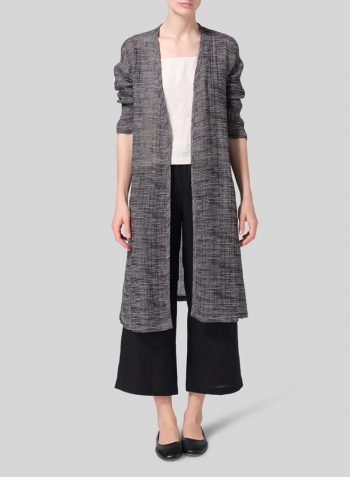 Gauze Linen Blend Stripe Long Jacket Set