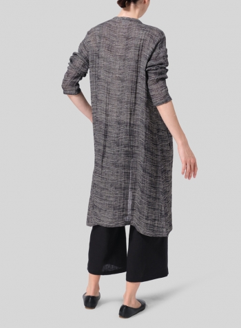 Gauze Linen Blend Stripe Long Jacket Set