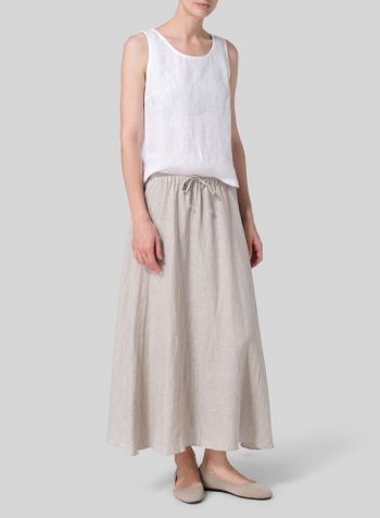 Oat Linen Long Flared Skirt