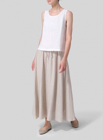 Oat Linen Long Flared Skirt