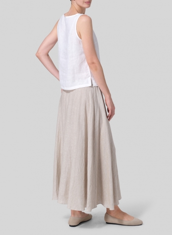 Oat Linen Long Flared Skirt