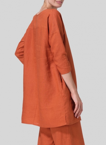 Rust Orange Linen Oversized Top Set