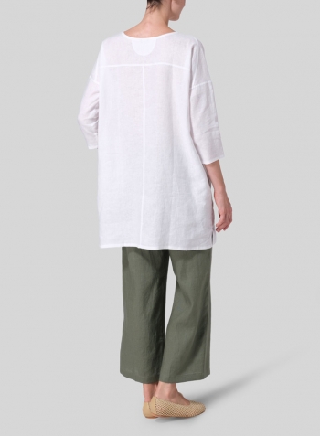 White Linen Oversized Top