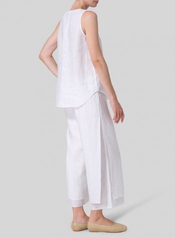 White Linen Pleated Cross Front Top
