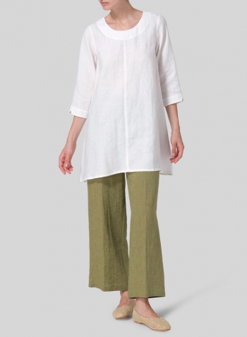 Soft White Linen Classic A-Line Tunic