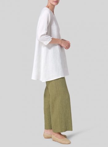 Soft White Linen Classic A-Line Tunic