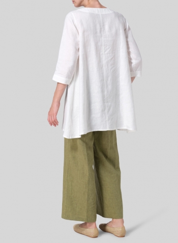 Soft White Linen Classic A-Line Tunic