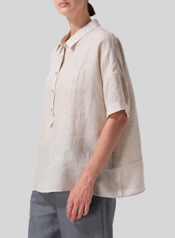 Oat Linen Short Sleeve Boxy Shirt