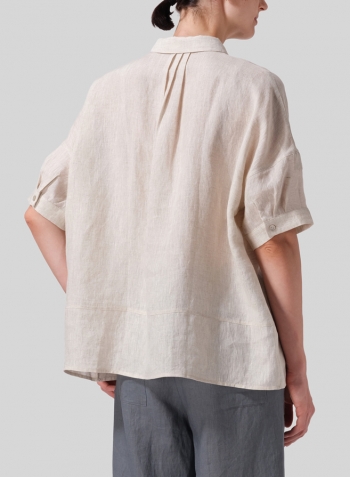 Oat Linen Short Sleeve Boxy Shirt