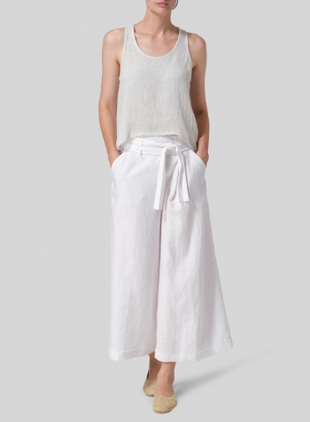 Gauze Linen Cropped Tank Top Set