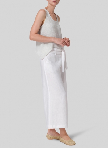 Gauze Linen Cropped Tank Top Set