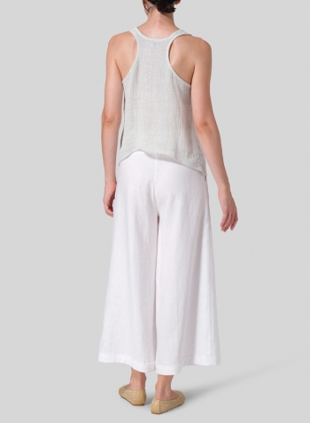 Gauze Linen Cropped Tank Top Set