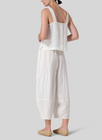 Off White Linen Lantern Ankle Pants Set