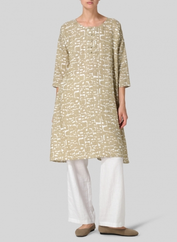 Linen Printed Pattern Long Tunic Set