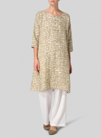 Linen Printed Pattern Long Tunic Set