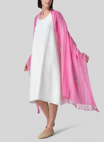 White Linen Lining A-Shape Midi Dress Set