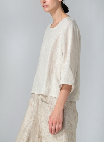 Oat Linen Relaxed Fit Boat Neck Top