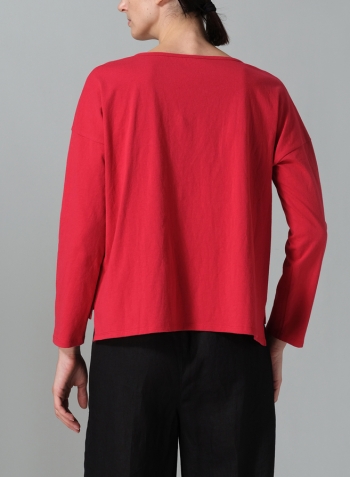 Red Medium Weight Knit T-Shirt