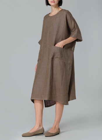 Soil Medium Weight Linen Oversized Dolman Sleeve Dress