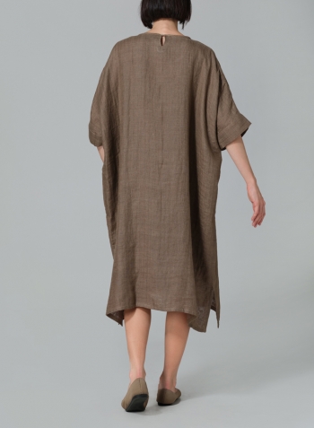 Soil Medium Weight Linen Oversized Dolman Sleeve Dress