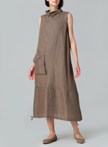 Soil Linen Loose Lantern Long Dress