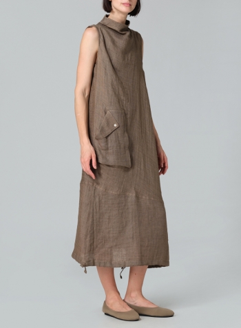 Soil Linen Loose Lantern Long Dress