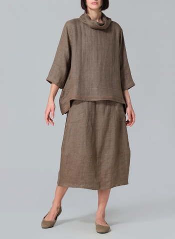 Soil Linen Cowl Neck Top Set