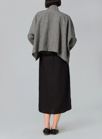 Two Tone Charcoal Linen Kimono Long Sleeve Jacket