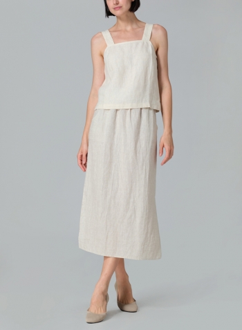 Oat Linen Straight-Leg Long Skirt