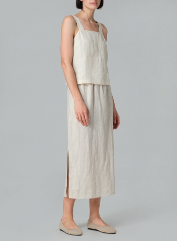 Oat Linen Straight-Leg Long Skirt