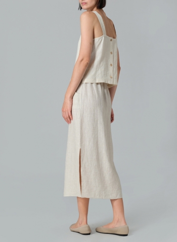 Oat Linen Straight-Leg Long Skirt