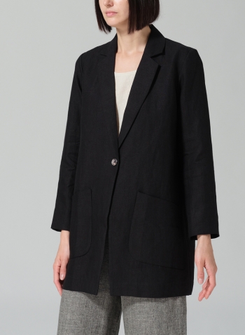 Black Linen Notch Lapel Jacket