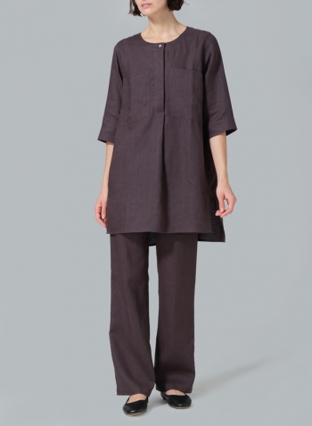 Graphite Linen Chest Pocket Tunic