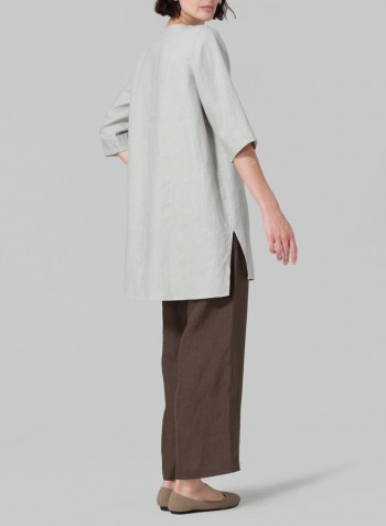 Light Grayish GreenLinen Chest Pocket Tunic